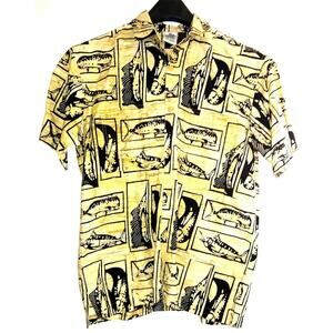 Rum Reggae Men's Hawaiian Shirt Swordfish Marlin Fish Print Size Large